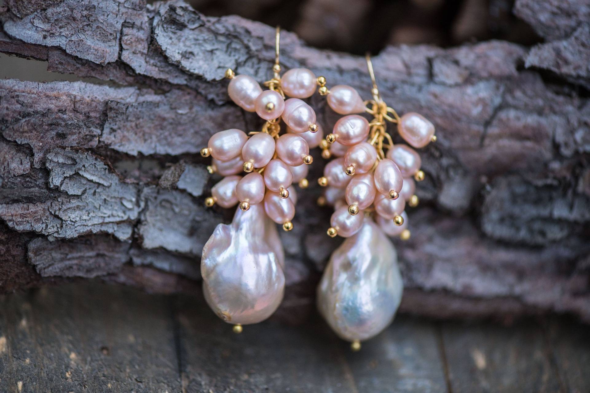 Perlenohrringe, Perle Tropfen Ohrringe, Süßwasserperlen, Tropfen, Hochzeitsschmuck, Schmuck, Braut Ohrring, Cluster von AmeyaaJewelry