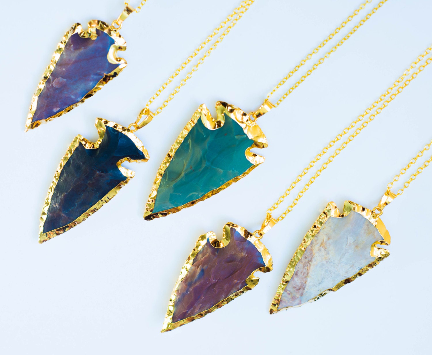 Pfeilspitze Halskette, Gold Getaucht Jaspis Halskette, Boho Edelstein Lange Halskette, Layering Halskette, Geschenk Für Sie, Große Anhänger von AmeyaaJewelry