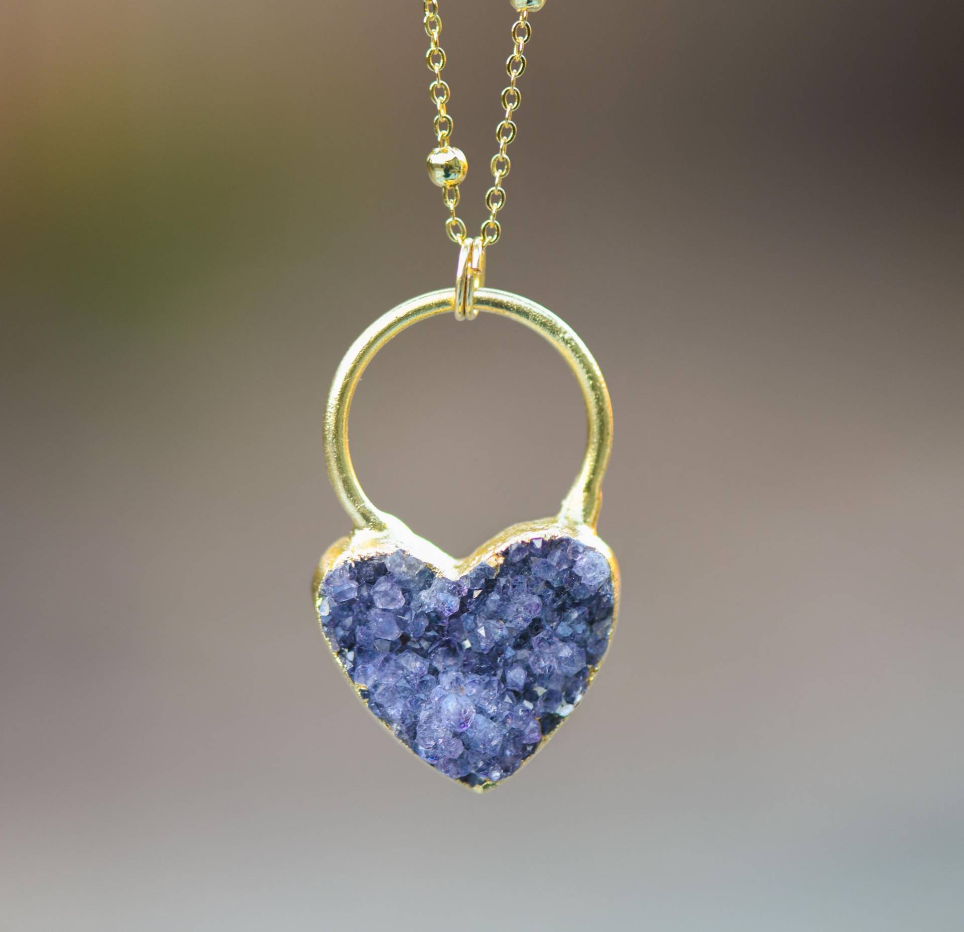 Rohe Amethyst Halskette, Scheibe Gold Getauchte Roh Druzy Geschenk Für Sie von AmeyaaJewelry