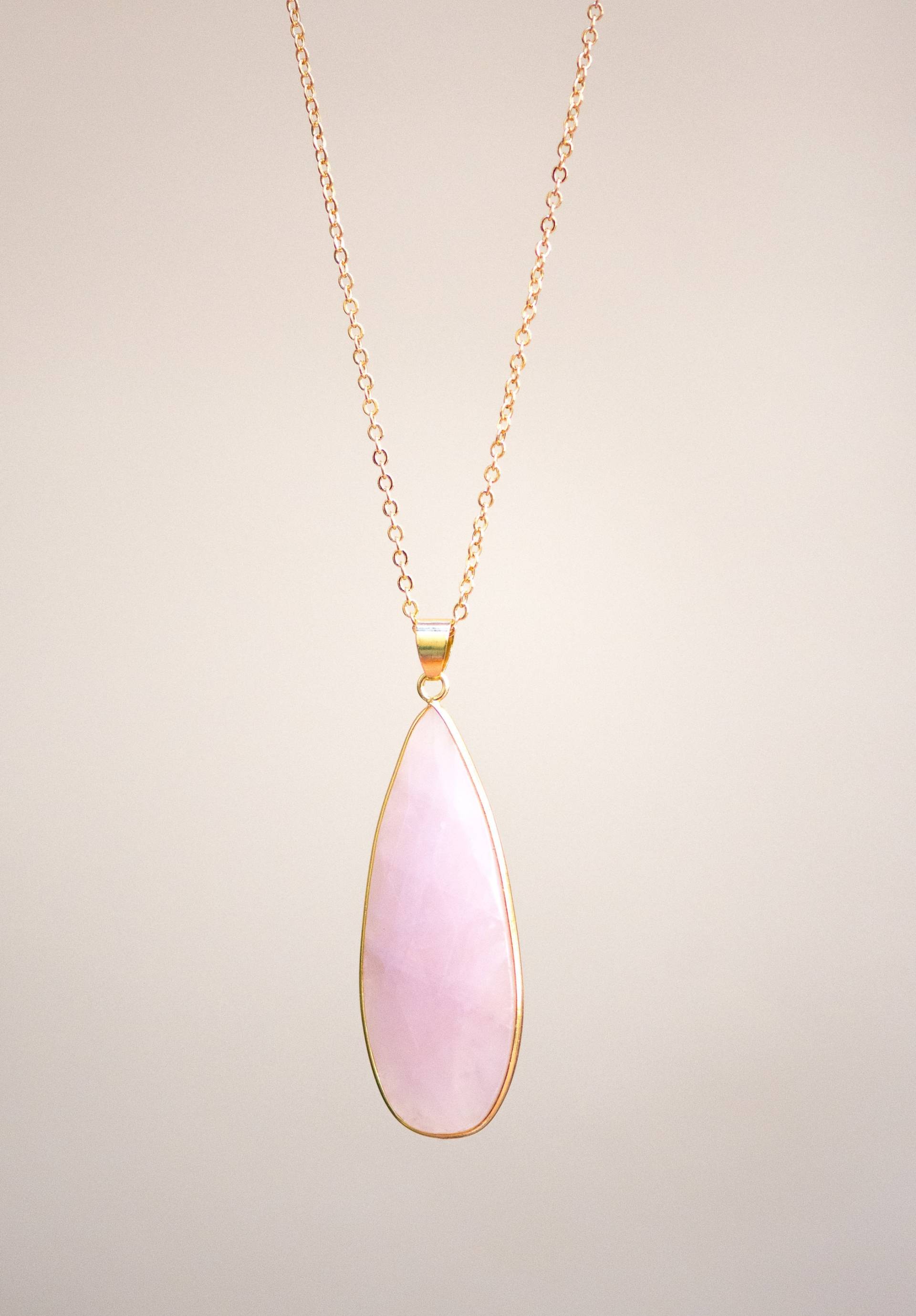 Rosenquarz Halskette, Kristall Anhänger Punkt Naturstein Boho, Heilung Spike Halskette von AmeyaaJewelry