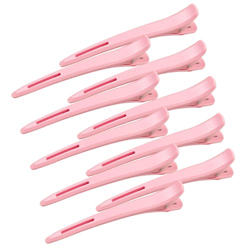 Haarspangen, 12 Stück Haarspangen zum Stylen, große Entenschnabel-Haarspange für Frauen und Mädchen, professionelle Friseurklammer für lange, kurze, dicke, feine Haare, keine Falten, rutschfest, Rosa von AmiCera