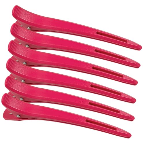 Haarspangen, professionelle Haarspangen zum Stylen, große Entenschnabel-Haarspange für Frauen und Mädchen, keine Falten, rutschfeste Friseurklammer für lange, kurze, dicke, feine Haare, Rot, 6 Stück Haarspangen, professionelle Haarspangen zum Stylen, große Entenschnabel-Haarspange für Frauen und Mädchen, keine Falten, rutschfeste Friseurklammer für lange, kurze, dicke, feine Haare, Rot, 6 Stück von AmiCera