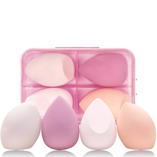 Makeup Sponge, Beauty Blender 4 Pack Latex Free Beauty Makeup Powder Puff Blending Blender Foundation Concealer for Liquid, Powders, Creams, Makeup Sets for Women, with 1 Sponge Holder Case, Pink Makeup Sponge, Beauty Blender 4 Pack Latex Free Beauty Makeup Powder Puff Blending Blender Foundation Concealer for Liquid, Powders, Creams, Makeup Sets for Women, with 1 Sponge Holder Case, Pink von AmiCera