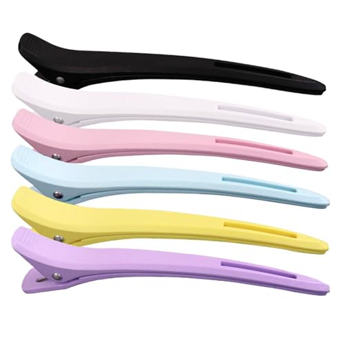 Professionelle große Haarspangen zum Stylen, 6 Stück Haarabteilklammern für Mädchen und Frauen, keine Falten, Friseurclip für dickes, feines Haar, Entenschnabel-Haarspangen von AmiCera