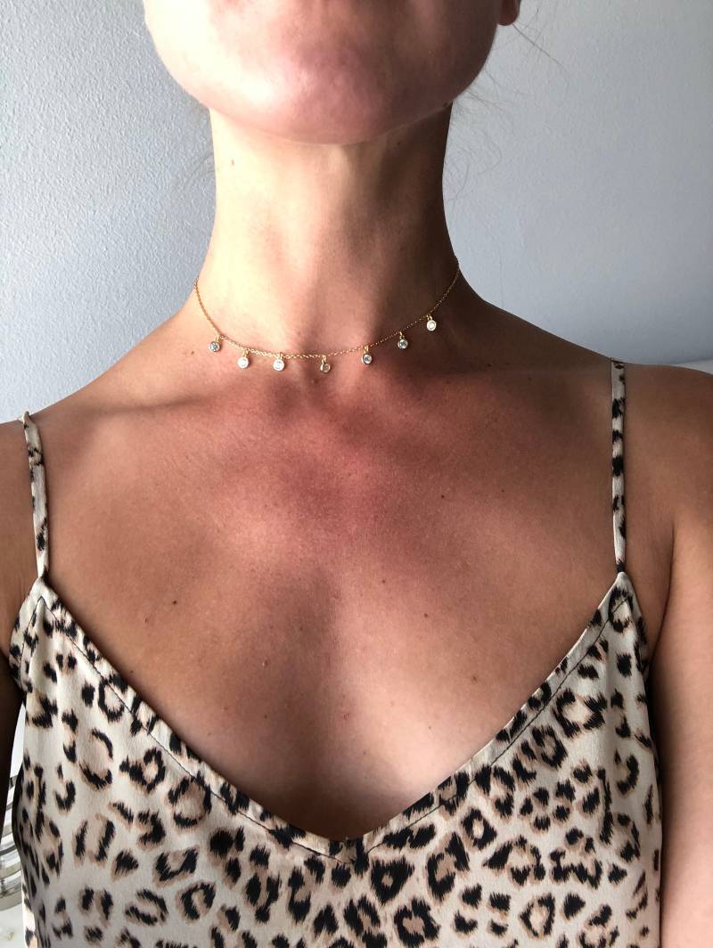 14K Gold Überzogen Diamant Halsband von AmiaAccessories