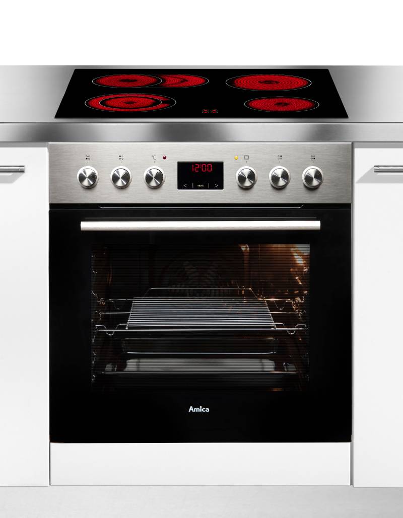 Amica Elektro-Herd-Set "EHC 933 333 E" Steam Clean Herd+Kochfeld elektrisch, Glaskeramik-Kochfeld mit anpassbarer Fläche für große Töpfe und Bräter von Amica