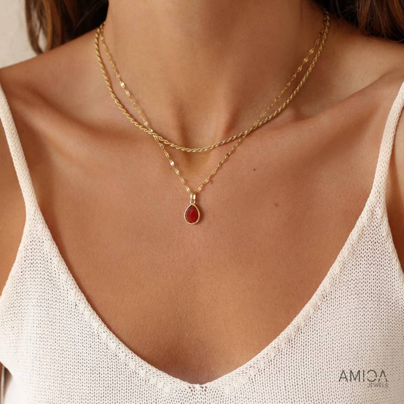 18K Vergoldete Karneol Anhänger Halskette - Gravierte, Wasserdichte, Nicht Anlaufende, Benutzerdefinierte Brautschmuck Set 18K Vergoldete Karneol Anhänger Halskette - Gravierte, Wasserdichte, Nicht Anlaufende, Benutzerdefinierte Brautschmuck Set von Amicajewels