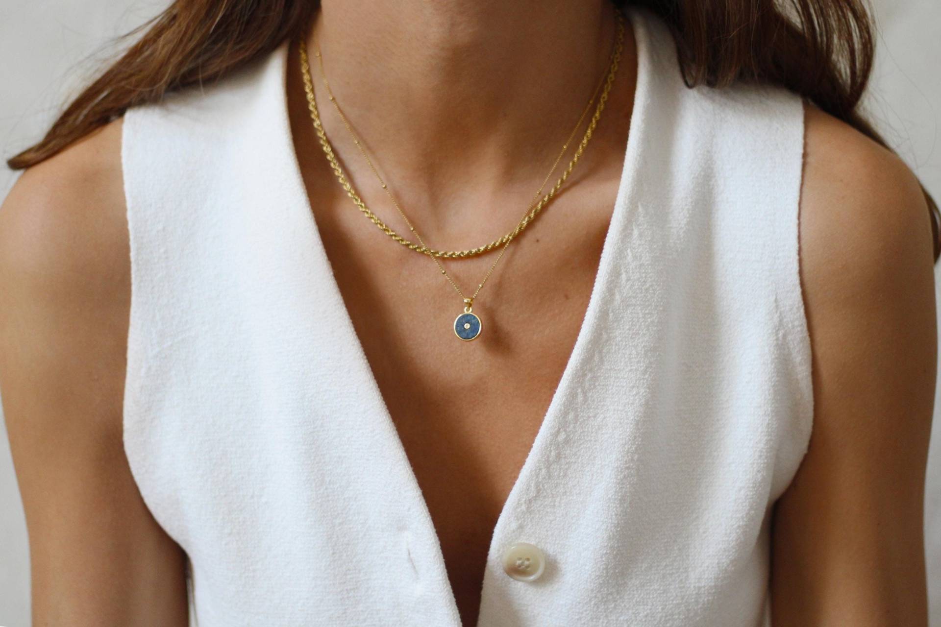 Blaue Stein Halskette, Lapis Lazuli Edelstein Gold Satelliten Kette, September Geburtsstein, Geschenk Für Freundin von Amicajewels