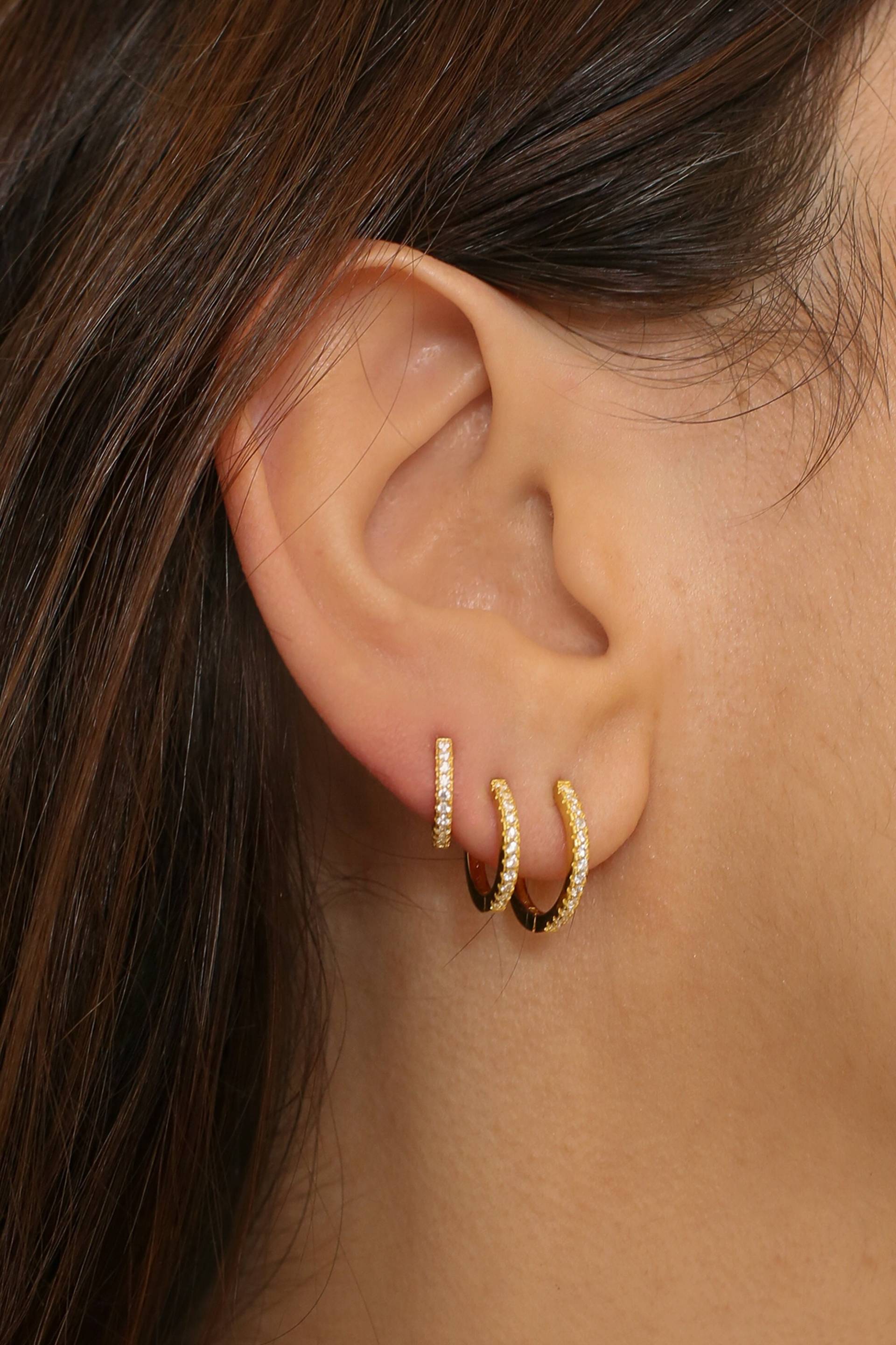 Diamant Huggie Hoop Ohrring, Gold Conch Tragus Knorpel Hoop, Silber Helix von Amicajewels