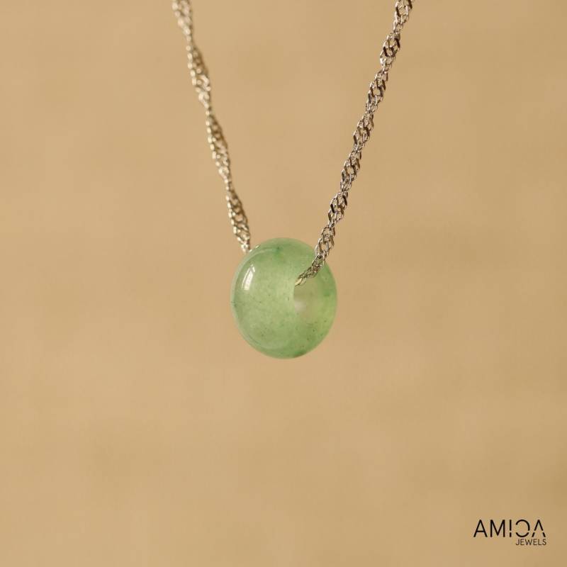 Grüner Aventurin Rohstein Halskette Wasserdichter Edelstahl Talisman von Amicajewels