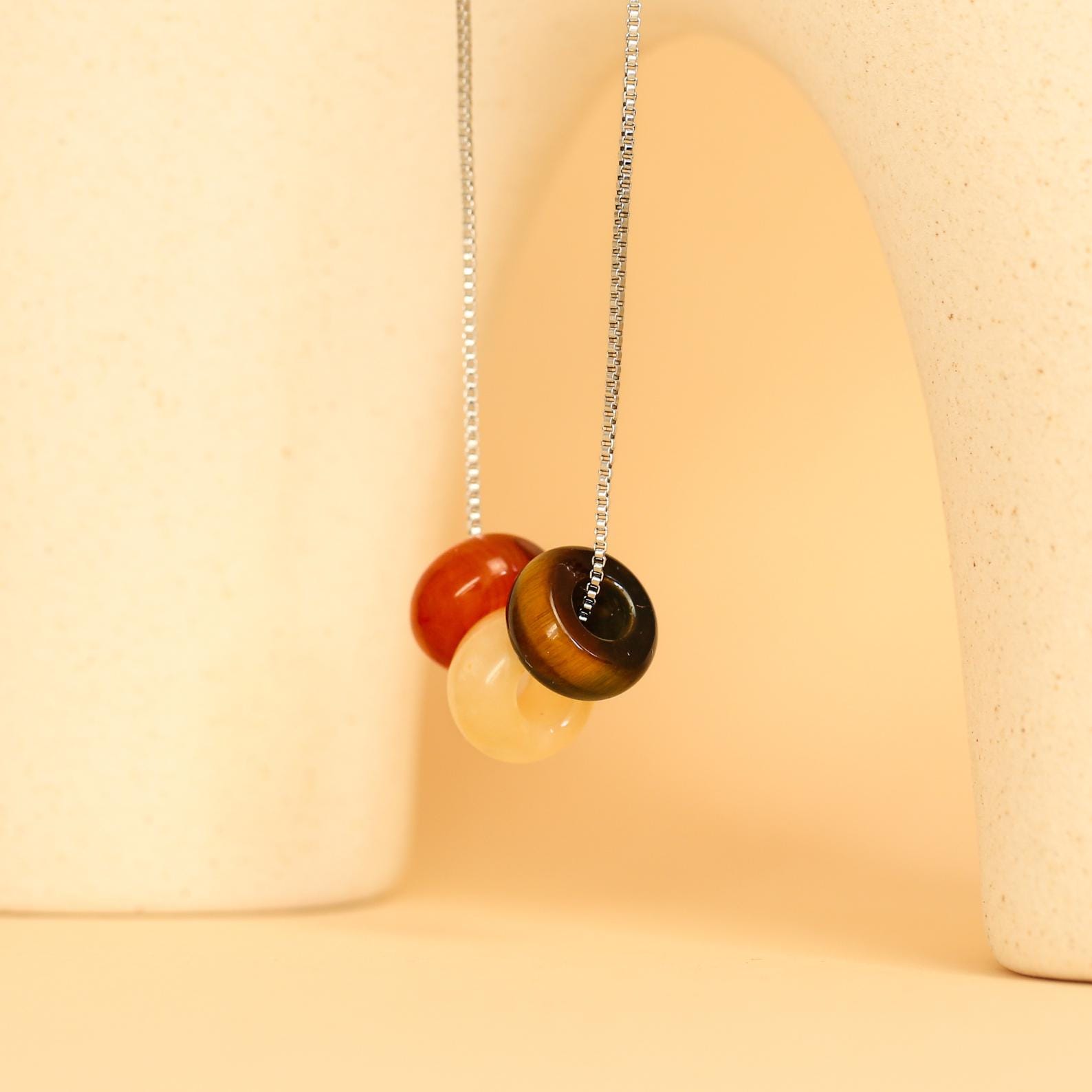 Tigerauge, Gelbe Jade & Karneol Halskette Mix-And-Match Heilkristalle von Amicajewels