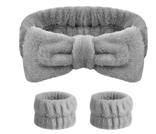Amie Louise Beauty Supplies Graue Handgelenkbänder zum Waschen des Gesichts, Stirnbänder und Armbänder, rosa Schleife, Spa-Stirnband für Hautpflege, Handgelenkhandtücher zum Waschen des Gesichts, Stir Amie Louise Beauty Supplies Graue Handgelenkbänder zum Waschen des Gesichts, Stirnbänder und Armbänder, rosa Schleife, Spa-Stirnband für Hautpflege, Handgelenkhandtücher zum Waschen des Gesichts, Stir von Amie Louise Beauty Supplies