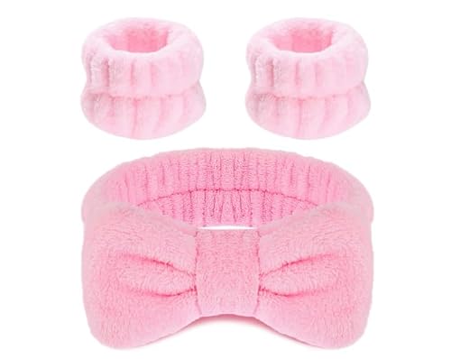 Amie Louise Beauty Supplies Rosa Handgelenkbänder zum Waschen des Gesichts, Stirnbänder und Armbänder, rosa Schleife, Spa-Stirnband für Hautpflege, Handgelenkhandtücher zum Waschen des Gesichts, Stirn Amie Louise Beauty Supplies Rosa Handgelenkbänder zum Waschen des Gesichts, Stirnbänder und Armbänder, rosa Schleife, Spa-Stirnband für Hautpflege, Handgelenkhandtücher zum Waschen des Gesichts, Stirn von Amie Louise Beauty Supplies
