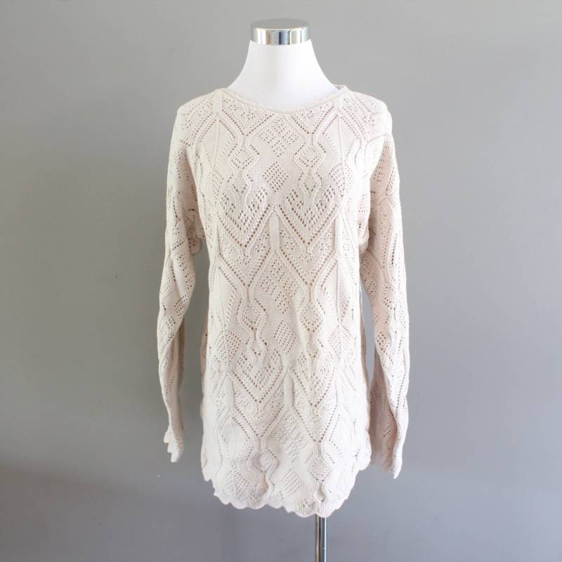 Vintage Pierre Cardin Zopfmuster Baumwolle Pullover - 90Er Jahre Boho Größe S von Amilialia