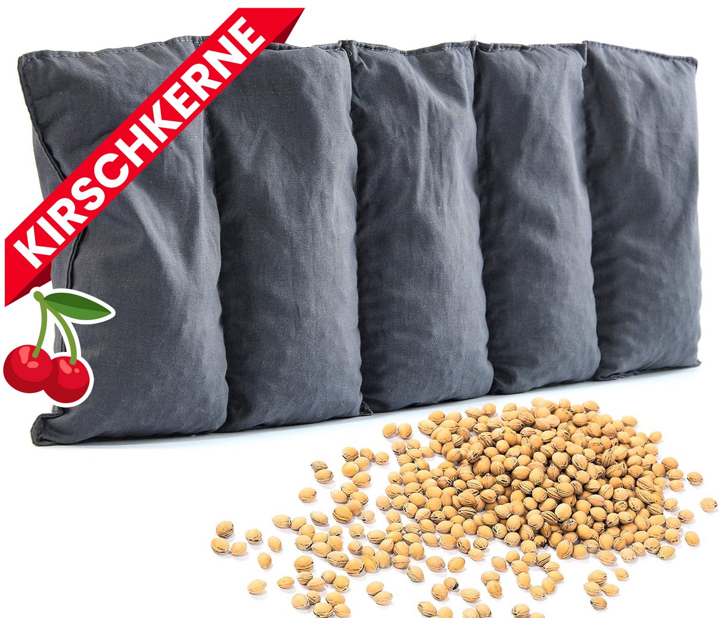 Amilian Kirschkernkissen für Mikrowelle - Kirschkernkissen Nacken Schulter - 55x20 cm, Wärmekompresse - Wärmekissen - Kältekissen, Wärmekompresse, Füllung: 100% Kirschkerne - Bezug: 100% Baumwolle von Amilian