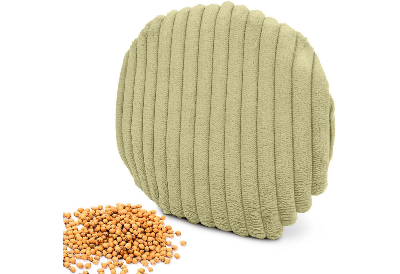 Amilian Kirschkernkissen - rundes Wärmekissen / Kältekissen mit 100 % Kirschkernen - Ø16 cm, Ideal für punktuelle Wärme- und Kälteanwendungen, mikrowellengeeignet, ideal für Hände, Nacken, Schulter, Bauch von Amilian