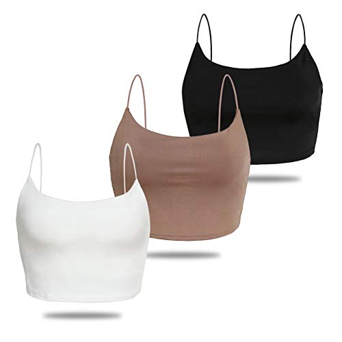 Amilia Damen Basic Solid Cami Spaghetti Doppellagiges Crop Tank Top - - Klein von Amiliashp