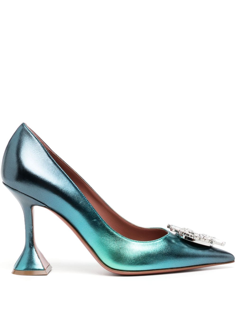 Amina Muaddi Begum Pumps mit Kristallen 105mm - Blau von Amina Muaddi