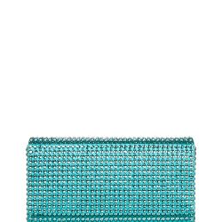 Amina Muaddi Grün Seidenmix Kristall Clutch von Amina Muaddi