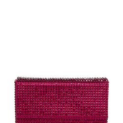 Amina Muaddi Rote Satin Kristall-clutch Mit Kettenträger von Amina Muaddi