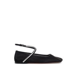 Amina Muaddi Schwarze Kristall Ballerina Flats von Amina Muaddi
