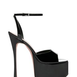 Amina Muaddi Schwarze Lackledersandalen von Amina Muaddi