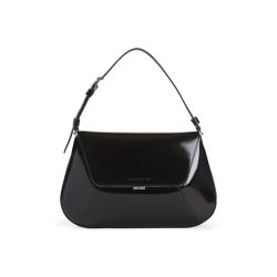 Amina Muaddi Schwarze Leder Schultertasche von Amina Muaddi