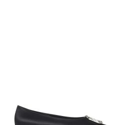 Amina Muaddi Schwarze Satin-ballerinas von Amina Muaddi