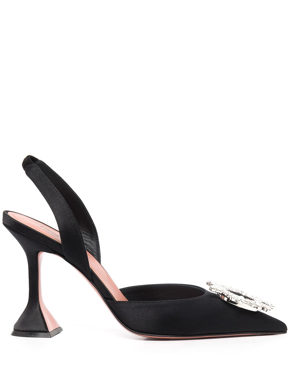 Amina Muaddi Slingback-Pumps mit Kristallen - Schwarz von Amina Muaddi