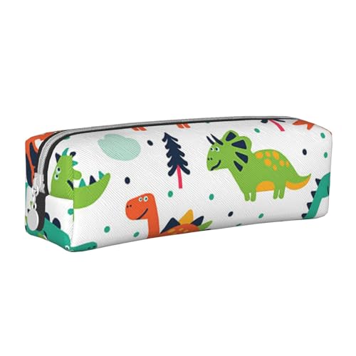Aminnu Bunte Dinosaurier-Federmäppchen, strapazierfähiges Federmäppchen, Schüler-Federmäppchen, Reißverschluss-Federmäppchen, geeignet für Schulen und Büros, Unisex, weiß, Einheitsgröße, von Aminnu