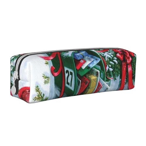 Aminnu Weihnachten Briefkasten Federmäppchen Langlebig Federmäppchen Schüler Federmäppchen Reißverschluss Federmäppchen Geeignet für Schulen und Büros, Unisex, weiß, Einheitsgröße, Kosmetiktasche von Aminnu