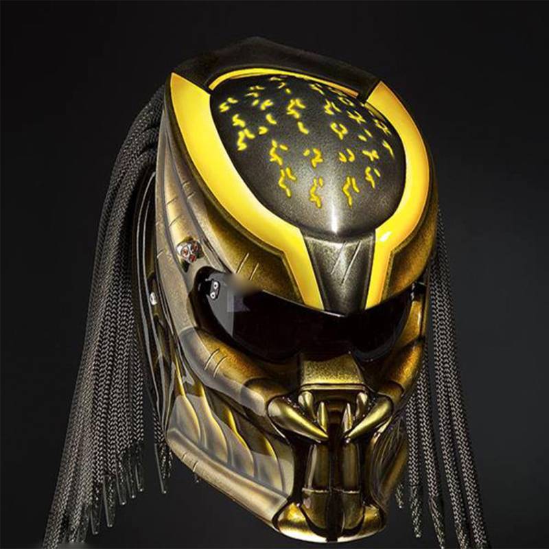 Gelber Predator Motorradhelm Custom Dot & Ece-Geprüft von AmintoreID