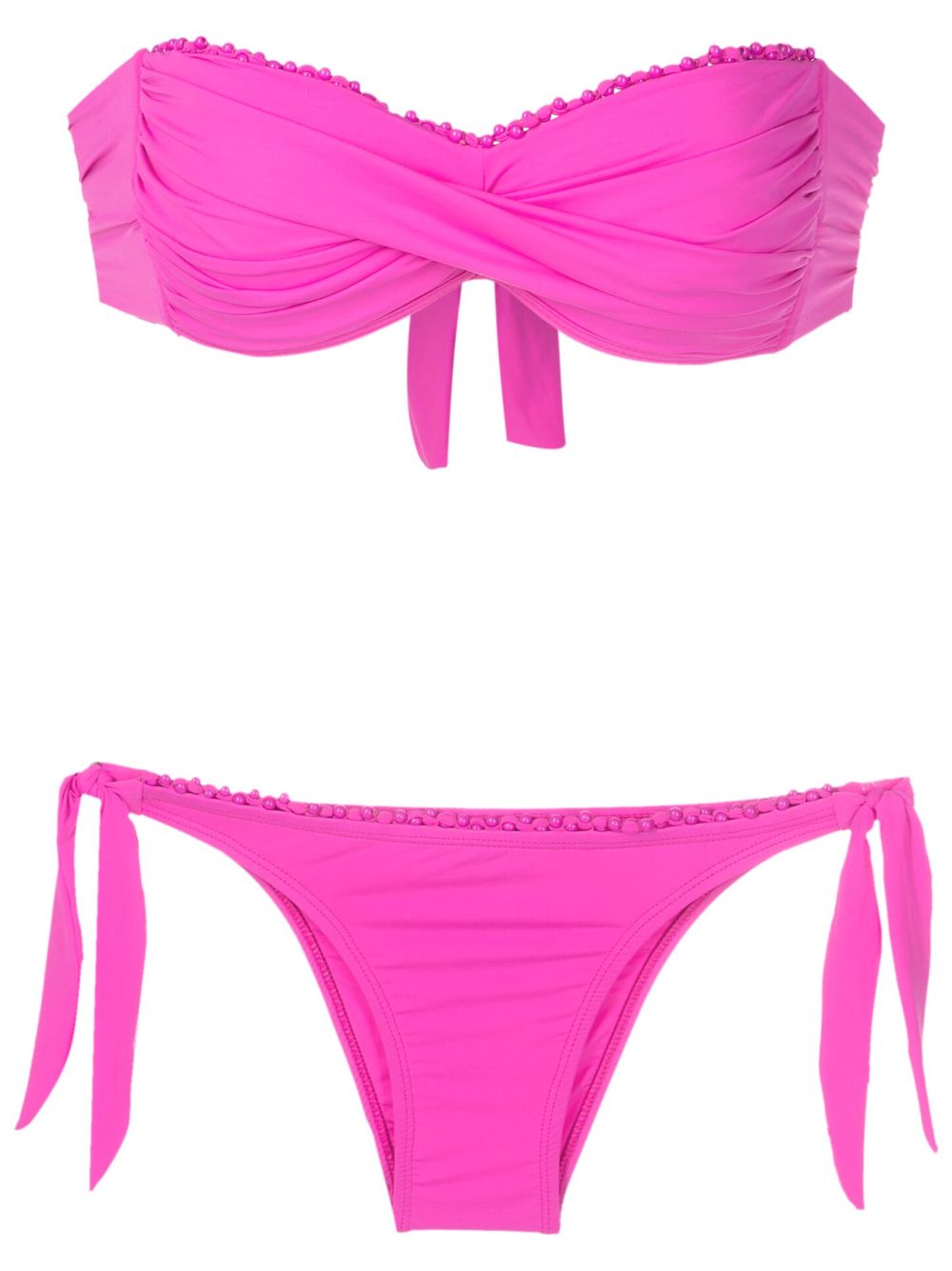 Amir Slama Bandeau-Bikini mit Perlenborte - Rosa von Amir Slama