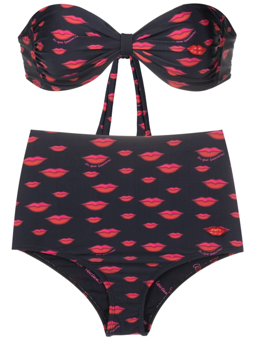 Amir Slama Bikini mit Lippen-Print - Schwarz von Amir Slama