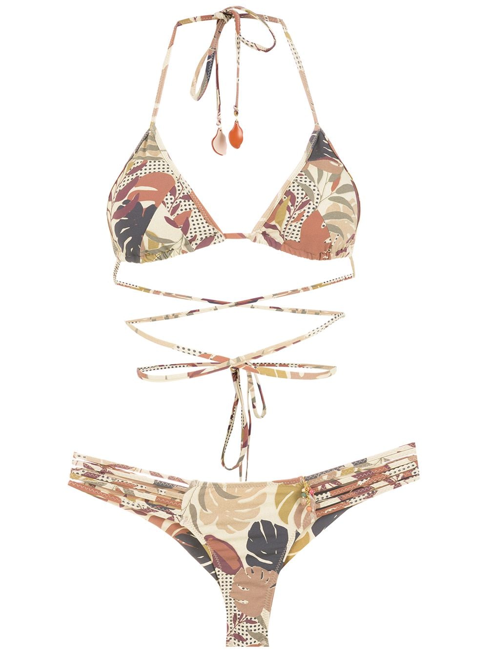 Amir Slama Bikini mit Palmblatt-Print - Nude von Amir Slama