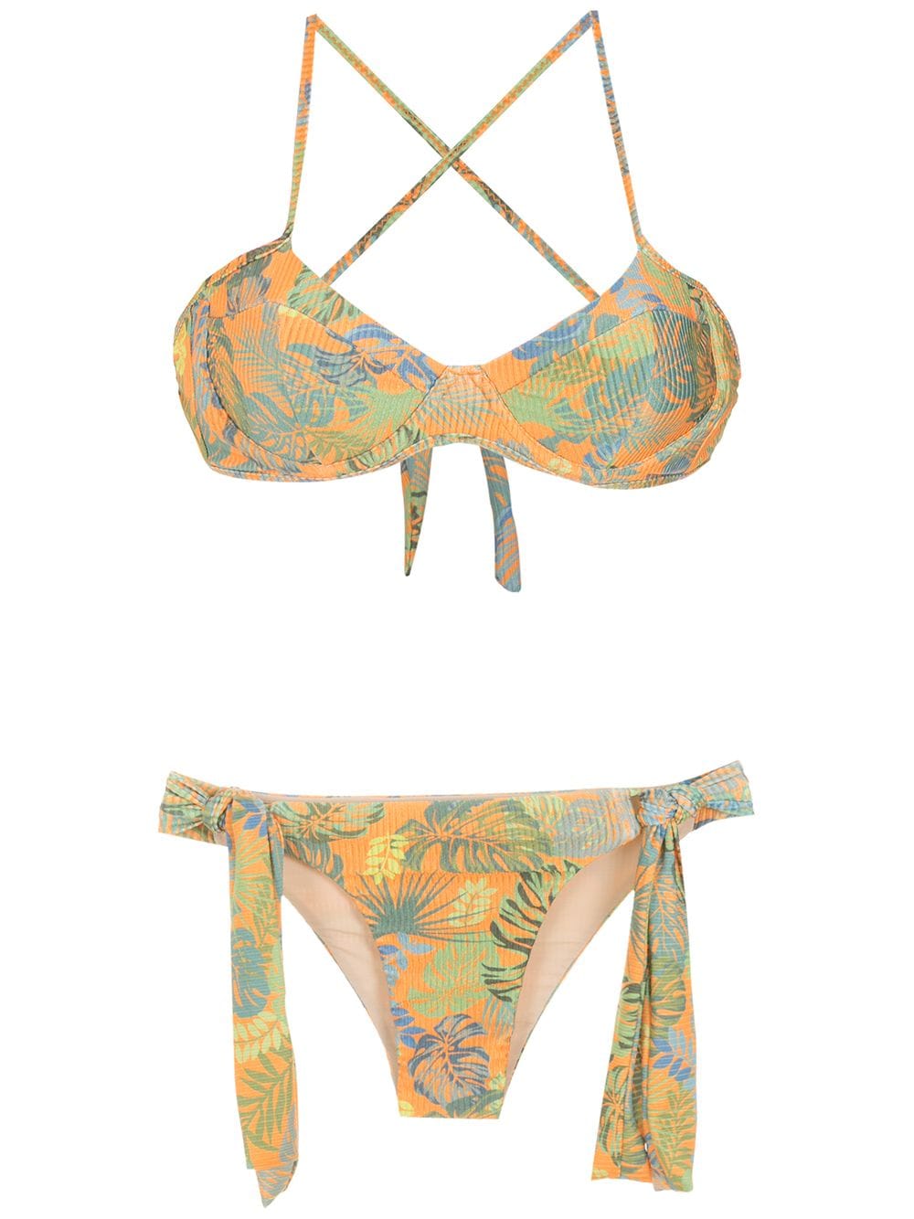 Amir Slama Bikini mit Palmblatt-Print - Orange von Amir Slama