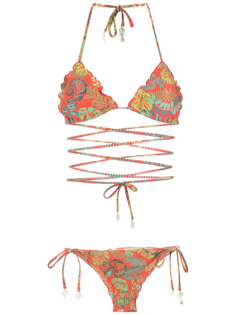 Amir Slama Bikini mit Palmblatt-Print - Rot von Amir Slama