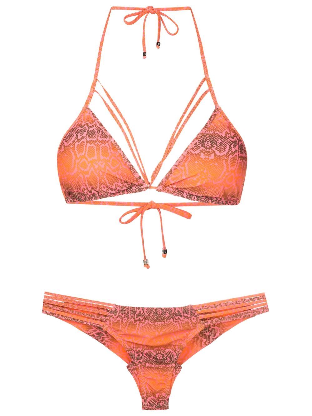 Amir Slama Bikini mit Schlangenleder-Print - Orange von Amir Slama