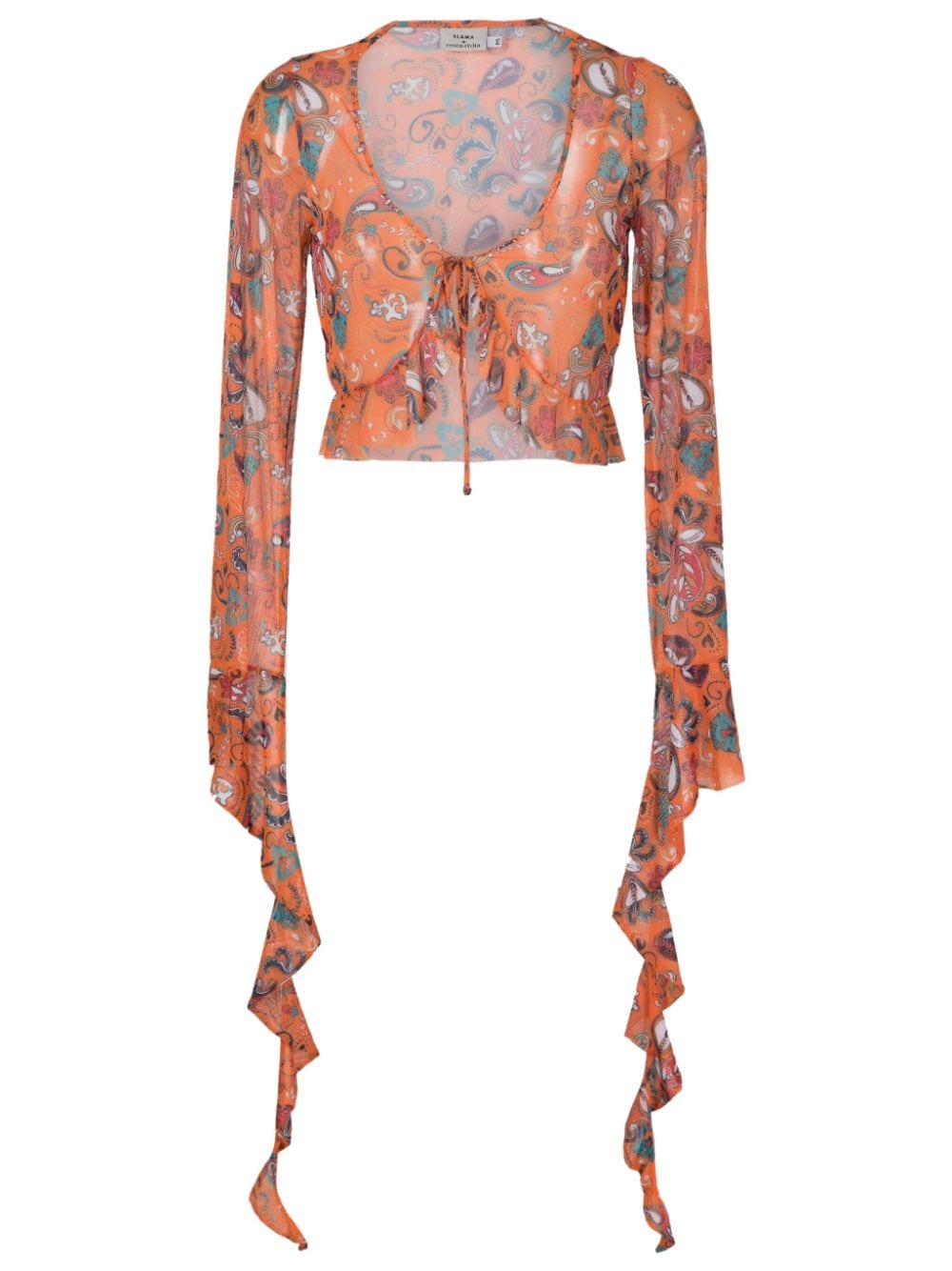 Amir Slama Bluse aus Mesh mit Print - Orange von Amir Slama