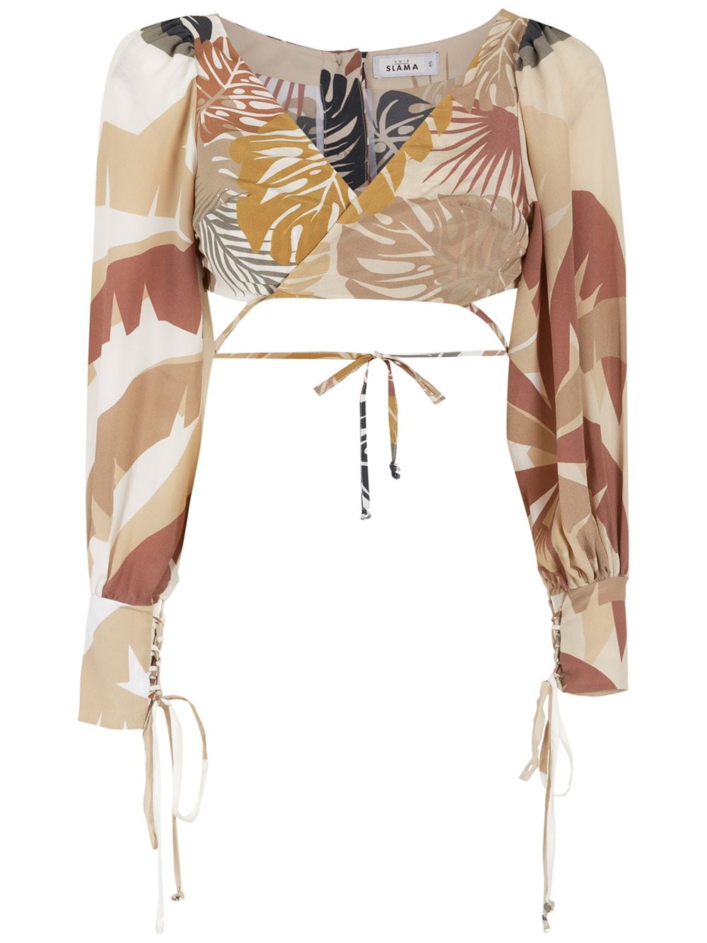 Amir Slama Cropped-Wickelbluse mit tropischem Print - Nude von Amir Slama