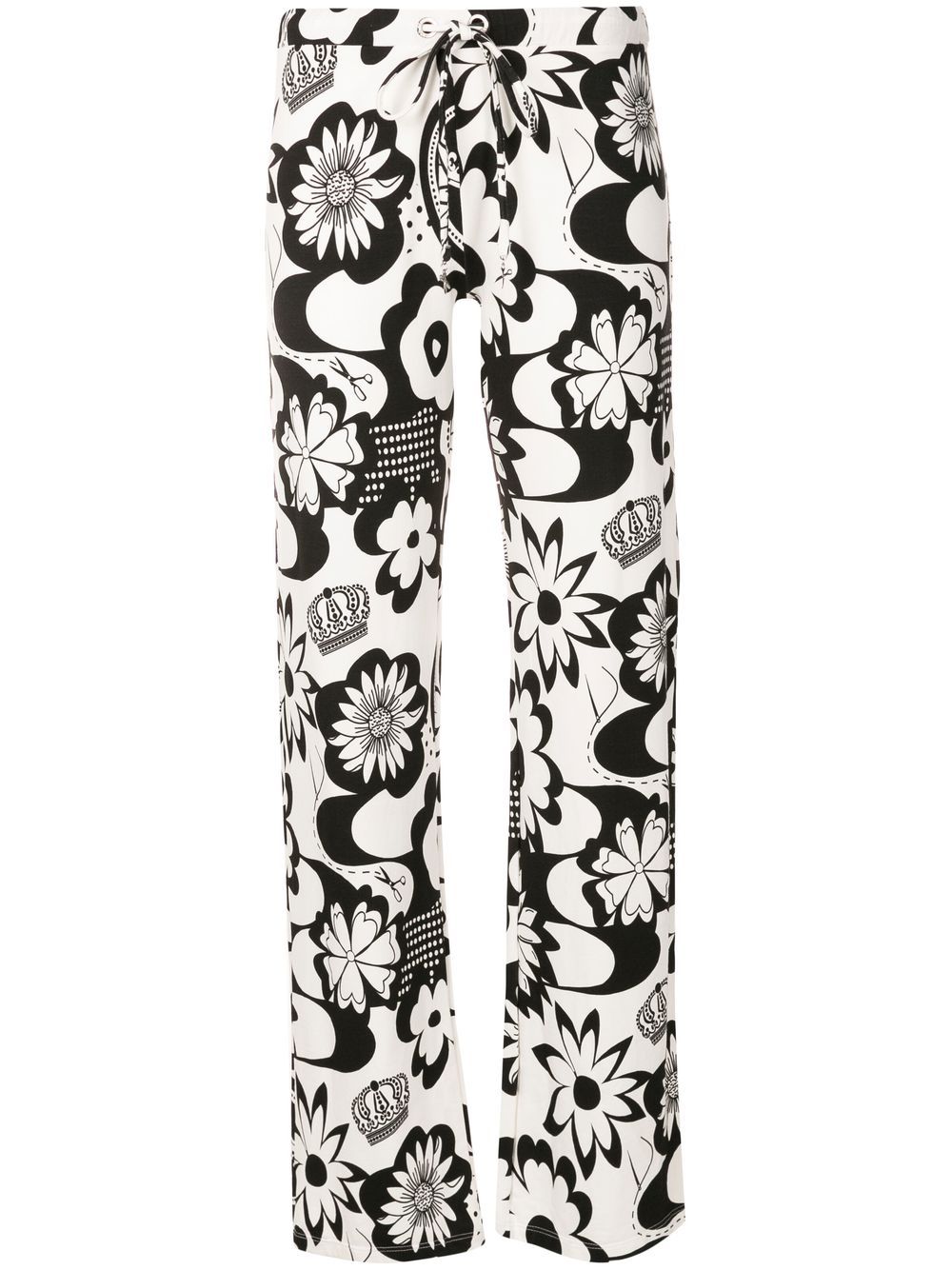 Amir Slama Gerade Hose mit Blumen-Print - Schwarz von Amir Slama