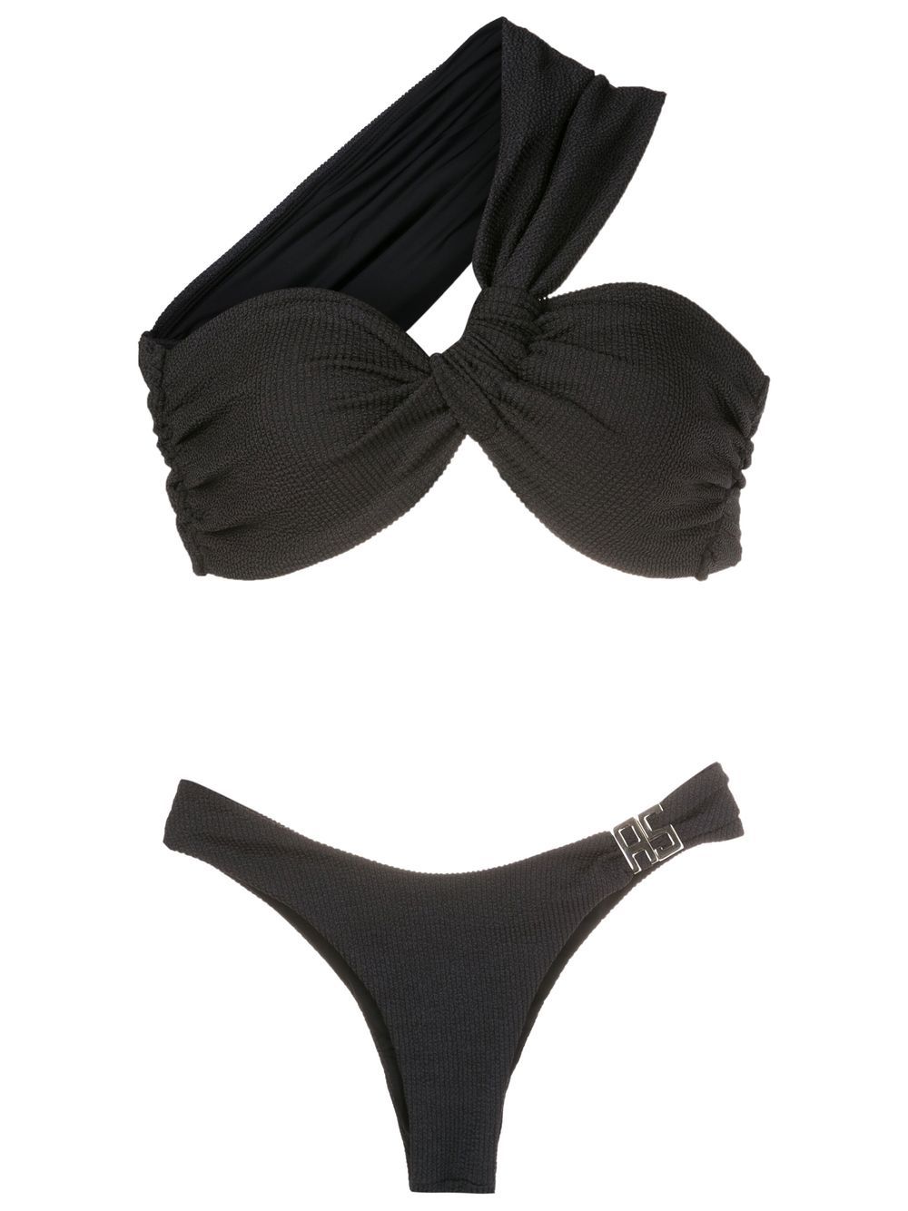 Amir Slama Gerippter One-Shoulder-Bikini - Schwarz von Amir Slama