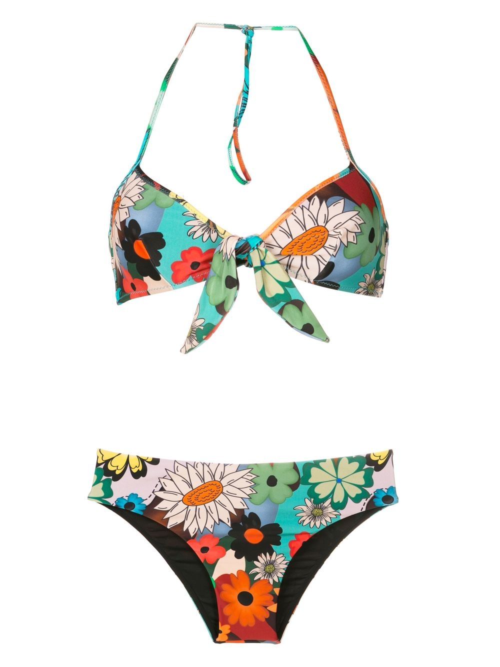 Amir Slama Neckholder-Bikini mit Blumen-Print - Schwarz von Amir Slama