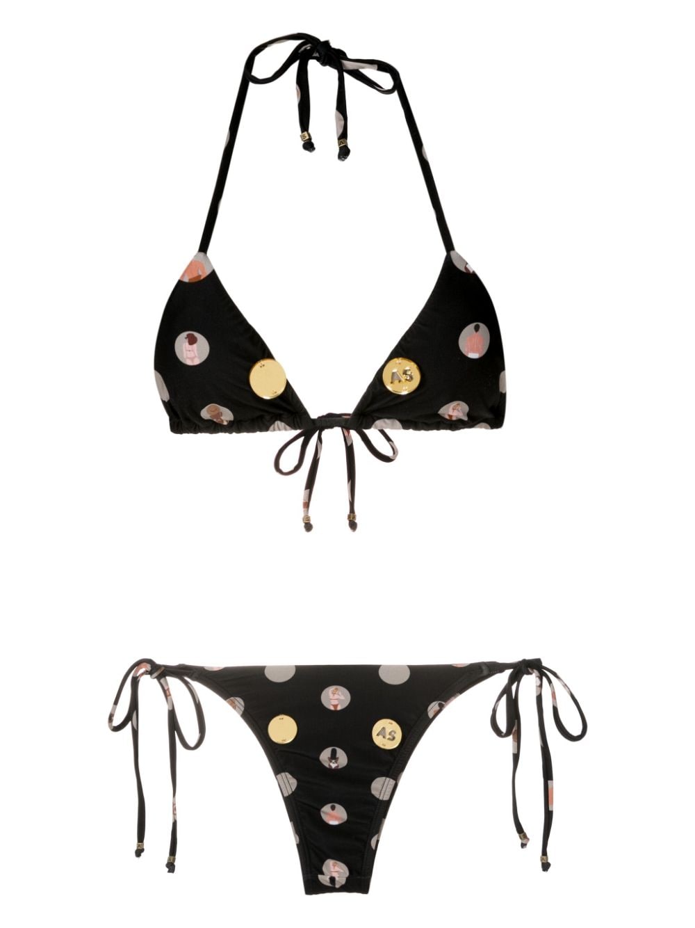 Amir Slama Neckholder-Bikini mit grafischem Print - Schwarz von Amir Slama