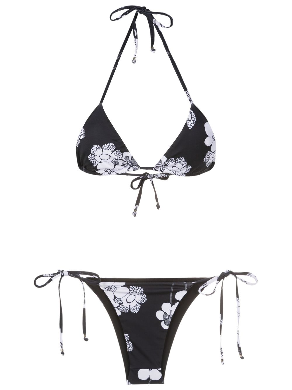 Amir Slama Triangel-Bikini mit Blumen-Print - Schwarz von Amir Slama