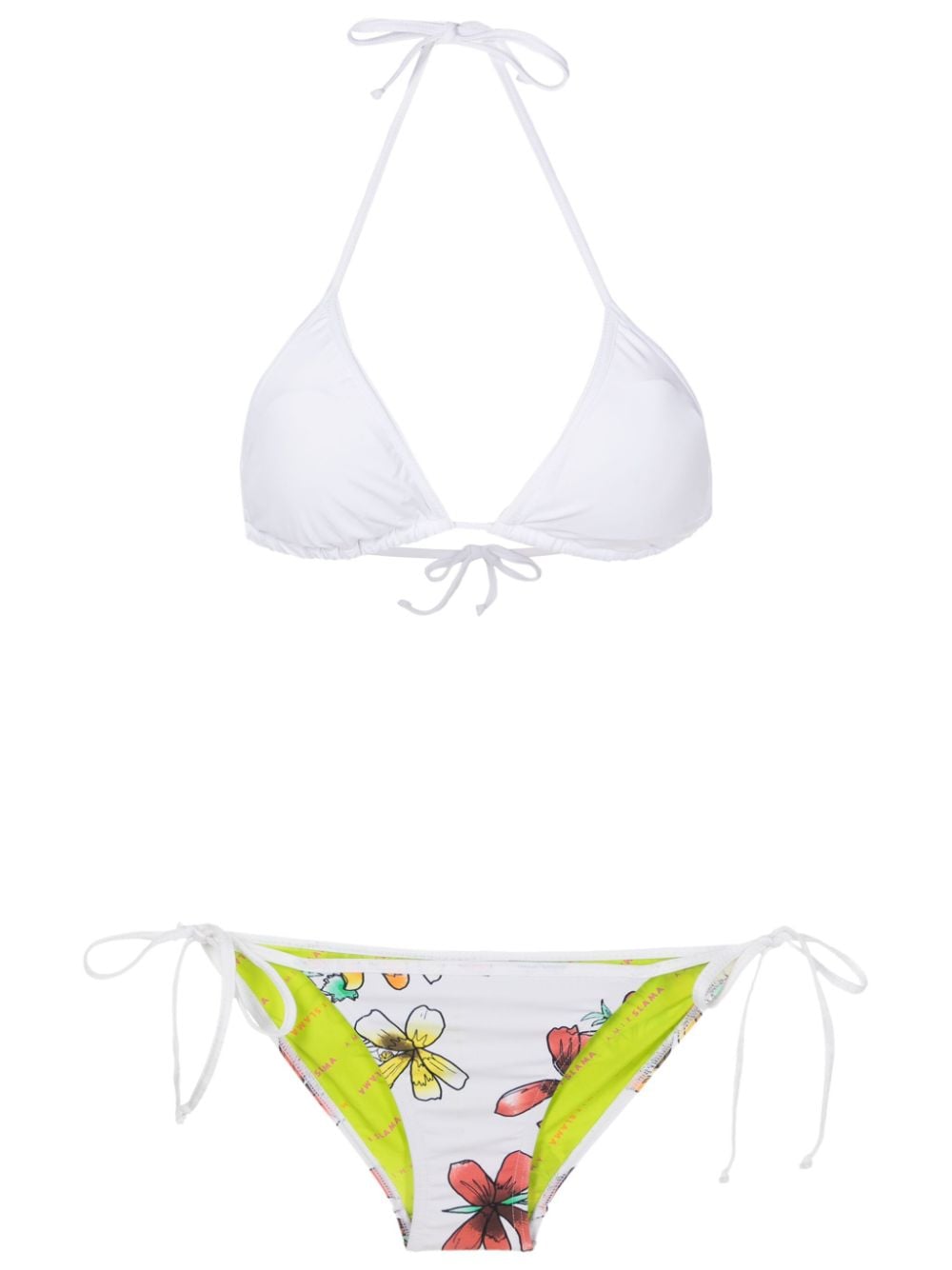 Amir Slama Triangel-Bikini mit Blumen-Print - Weiß von Amir Slama