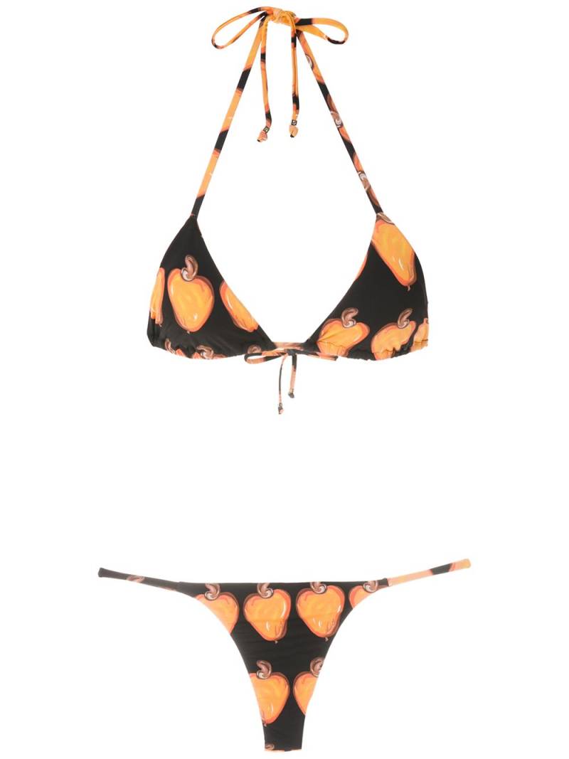 Amir Slama Triangel-Bikini mit Print - Schwarz von Amir Slama