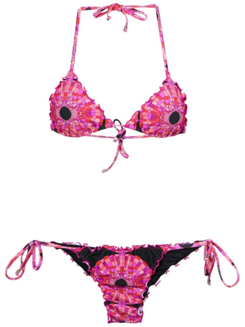 Amir Slama Triangel-Bikinioberteil mit Print - Rosa von Amir Slama