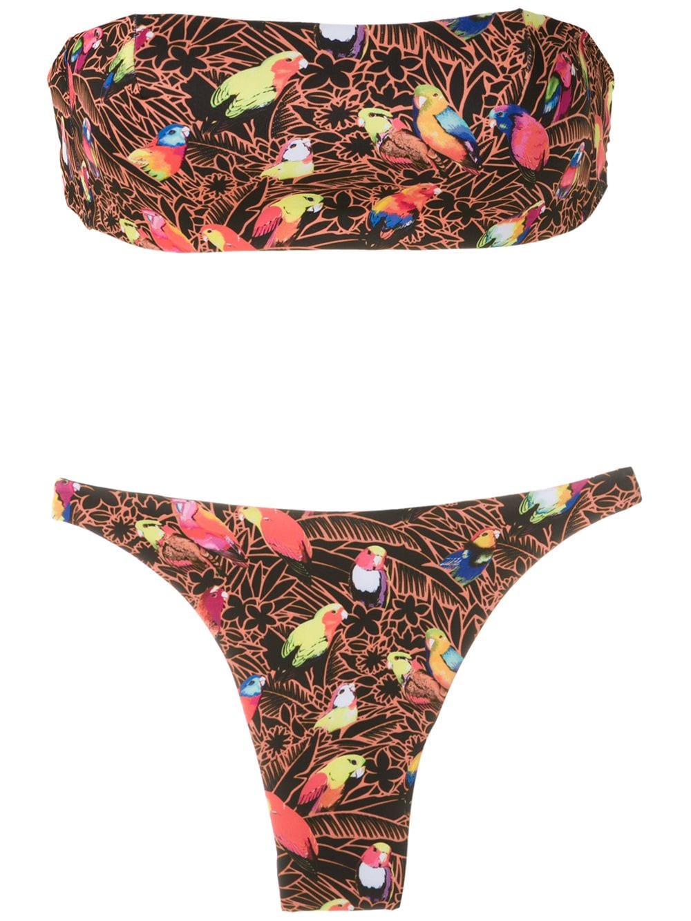 Amir Slama Bandeau-Bikini mit Print - Schwarz von Amir Slama