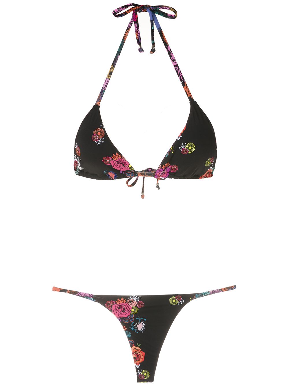 Amir Slama Triangel-Bikini mit Print - Schwarz von Amir Slama